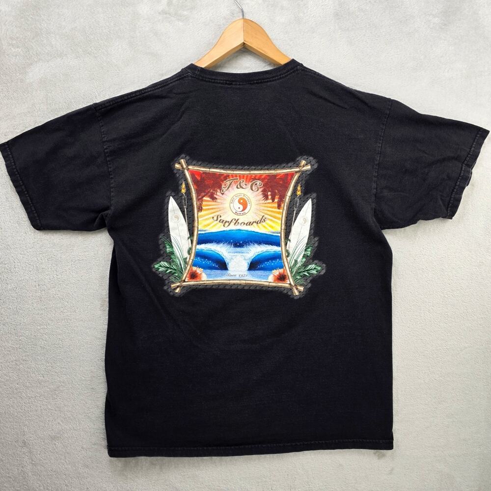 Vtg T&C Town & Country Surf Designs Hawaii Surfboards Surfer Shirt Large